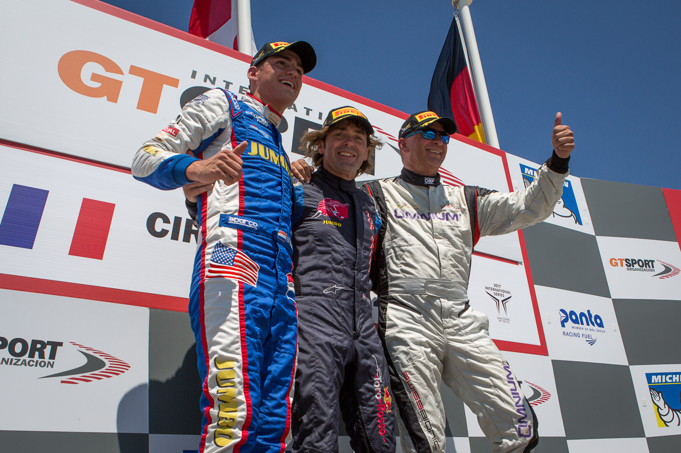 Podium of race 1 at Paul Ricard 2017.