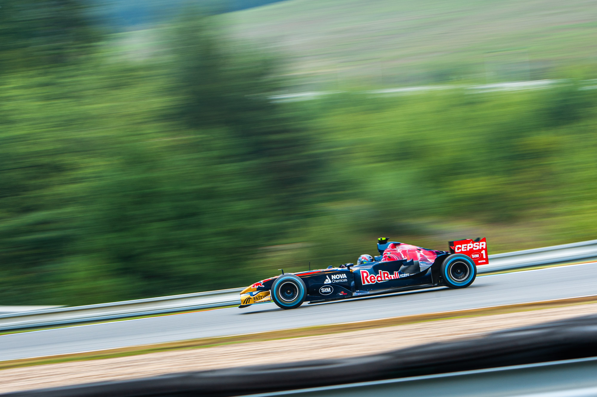 Ingo Gerstl flys by in his Toro Rosso STR 1 in 2019 Brno Qualifying